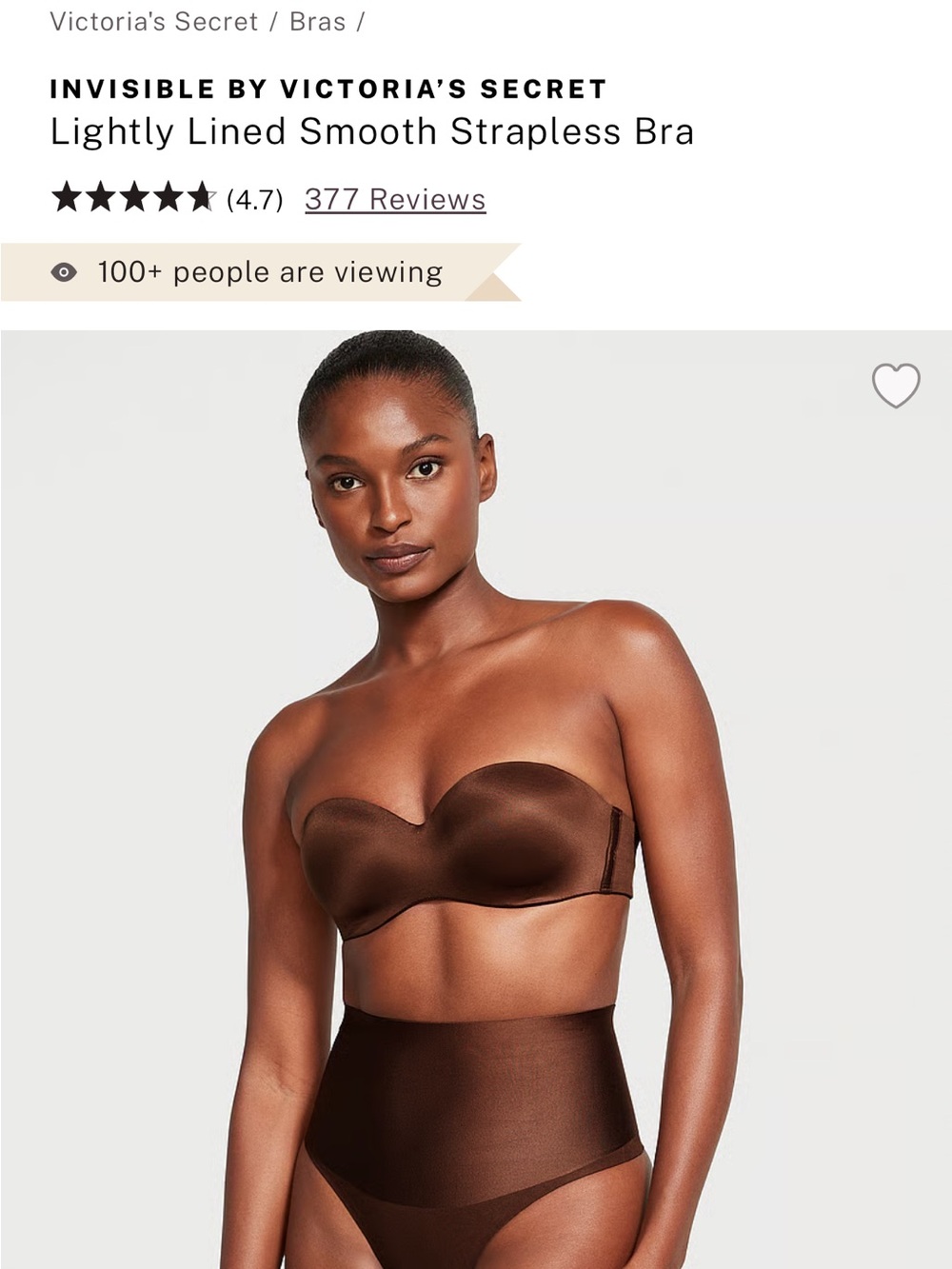 Victoria's Secret Body by Victoria Multiway Strapless Smooth Bra Ganache 36G